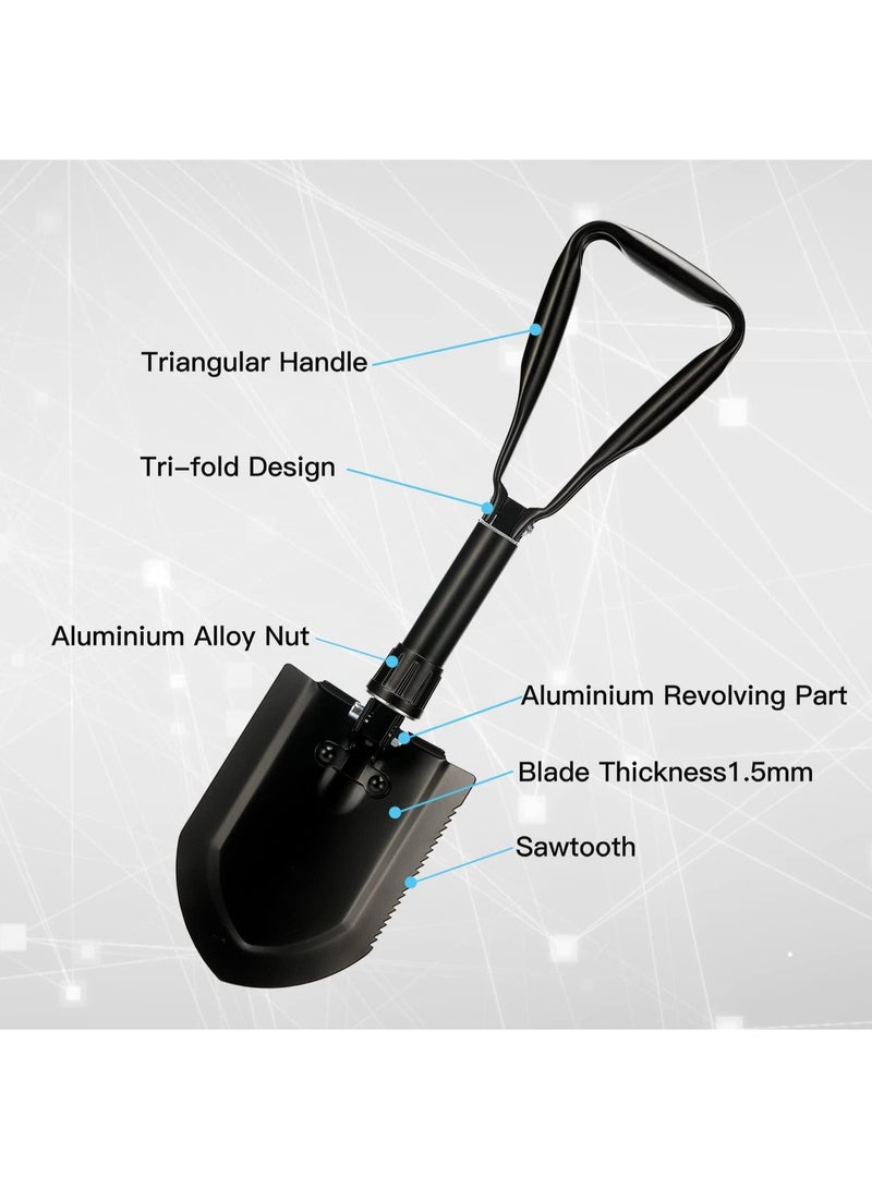 Folding Shovel– Entrenching Tool 18.25 Inch Foldable Camping Shovel w/Wood Saw Edge and Tactical Shovel Carry Case - Image 3